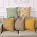 Madizz Throw Pillow Cases Cushion Covers 18x18 Set of 2 Pack Decorative Solid Polka Dots Mustard Yellow and White Double Sided Halloween Holiday