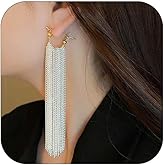 Silver Long Chandelier Earrings for Women Dangling Silver Dangle Tassel Fringe Statement Hanging Earring Elegant Formal Prom Jewelry