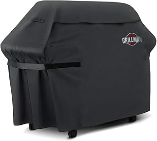 Grillman Grill Abdeckhaube, Grillabdeckung Wasserdicht BBQ Cover Schutzhuelle Haube Grill Abdeckplane für Brinkmann, Char Broil, Holland and Jenn Air (147x61x122cm) —Schwarz