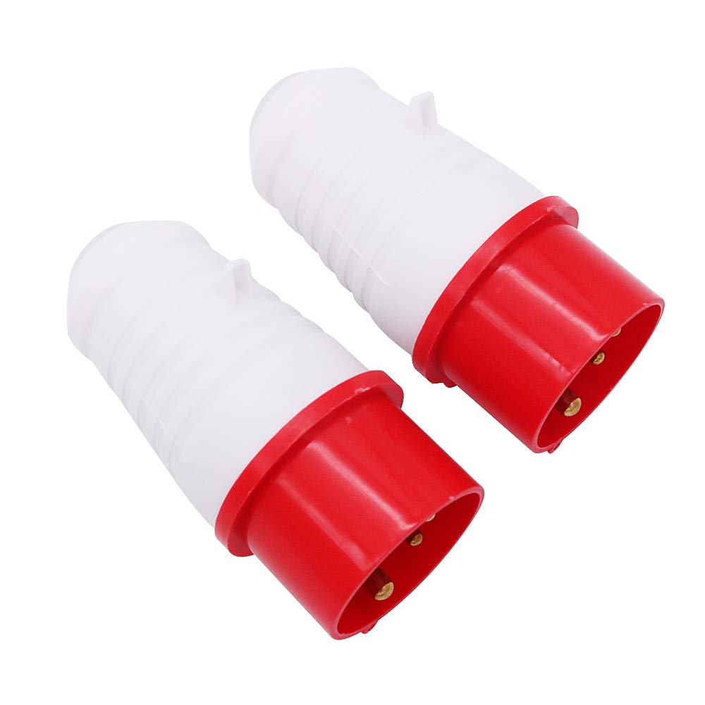 POFET 2Pcs Power Plus 4 Pin Plugs 32AMP 380-415 Volt Replacement Plugs - Red