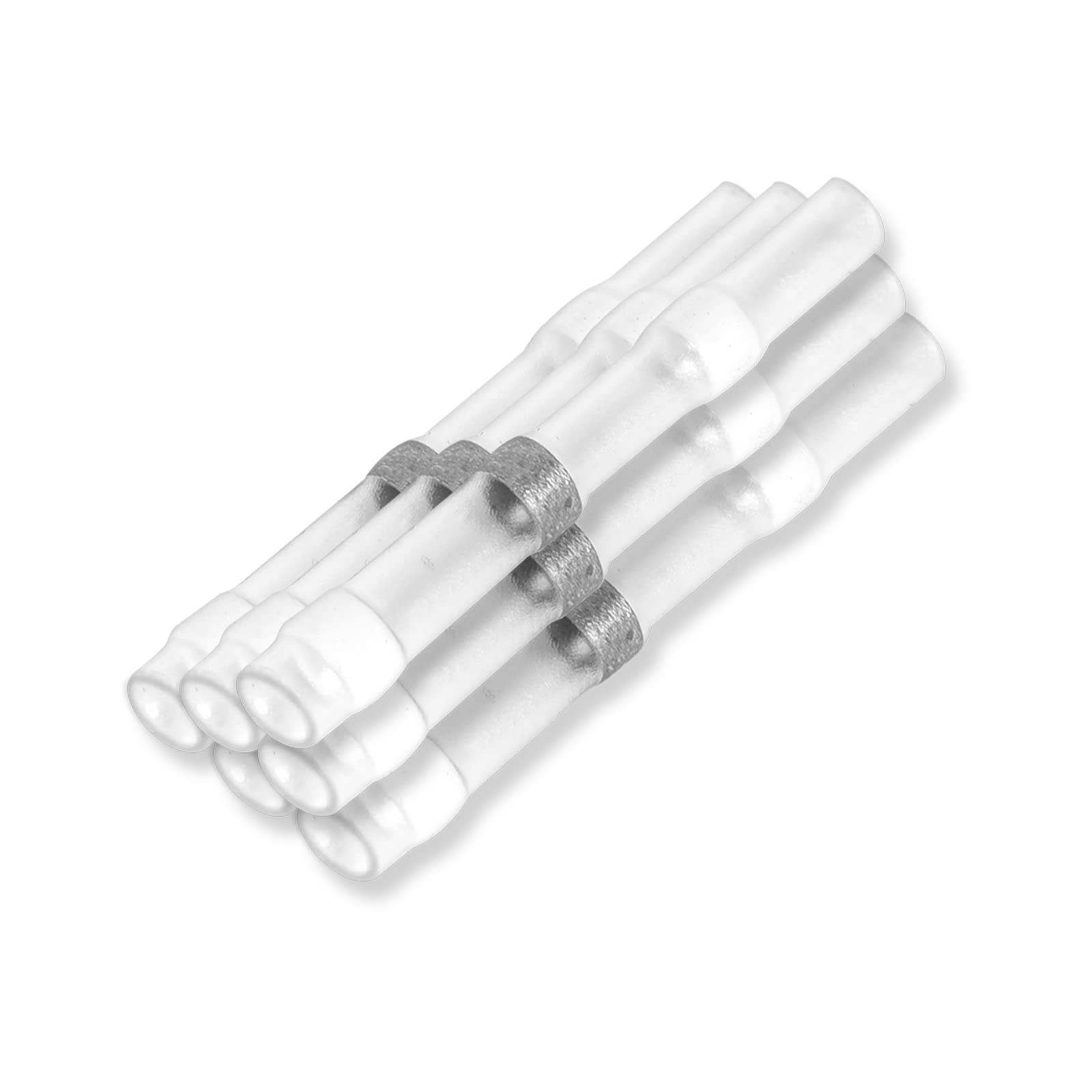 Ruimou 50Pcs White Solder Heat Shrink Tube Waterproof Insulated Connector AWG26-24 for Wire Terminal Connection, Car, Boat, Stereo (White 50PCS)