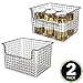 mDesign Metal Kitchen Pantry Food Storage Organizer Basket - Farmhouse Grid Design with Open Front for Cabinets, Cupboards, Shelves - Holds Potatoes, Onions, Fruit - 12