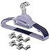 Pack of 50 Premium Quality TPR Plastic Hangers - Easy-On Slot - Non-Slip Pads - Center Tie Holder – 10 Grey Finger Clips Included - Slim & Sleek Design – by Utopia Home