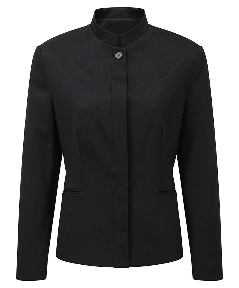 Alexandra Easycare STC-NF136BK-06T Women's Banqueting Jacket, Plain, 100% Polyester, Tall, Size 6, Black