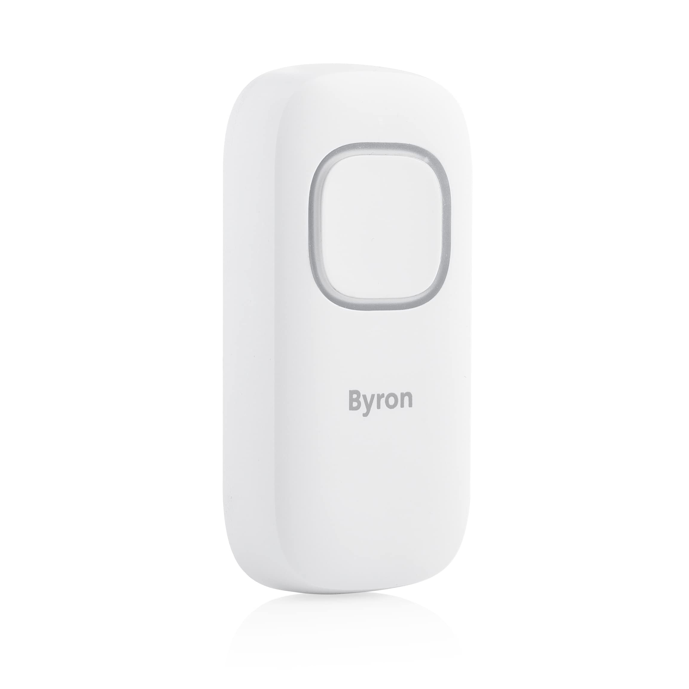 Byron DBY-25930 Wireless Bell Push, Additional Bell Push for Second Input, Range 200 m, Flat Door Handle, Low Battery Indication, White