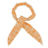JellyBeadZ Brand - Hydrating Water Bead Neck Bandana -Cooling Sports Scarf - Orange Bandana Pattern …