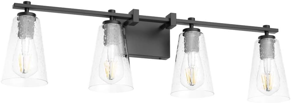 Aipsun Industrial Bathroom Vanity Light Black Vintage Bathroom Lighting Fixtures Vanity Light Fixtures for Bathroom 4-Light (Not Include Bulb) - - 