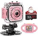 VanTop Junior K3 Kids Camera, 1080P Supported Waterproof Video Camera w/ 32Gb Memory Card, Extra Kid-Proof Silicon Case, Card Reader, Lanyard, Carrying Bag
