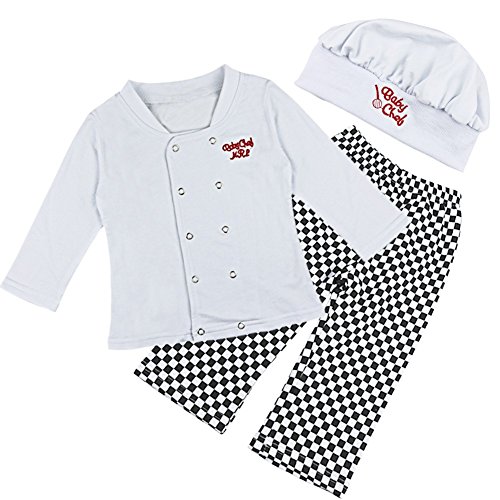 TiaoBug 3pcs Baby Boys Cook T-shirt Pants with Hat Photography Costume Outfits