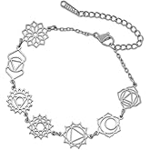 Dreamtimes 7 Chakra Bracelet for Women & Men Stainless Steel Yoga Meditation Bracelet for Positive Energy Balance Healing Jewelry Spiritual Gift for Christmas