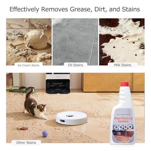 Floor Cleaning Solution Compatible with Roborock Robot Vacuum Cleaner and Mop Cleaner, Deep Cleans Multiple Hard Floors, Suitable for All Robot Vacuum Cleaners with Broom (2