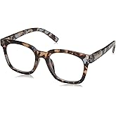 Peepers by PeeperSpecs Women's to The Max Square Light Blocking Reading Glasses, Blue Quartz, 49 + 1.25