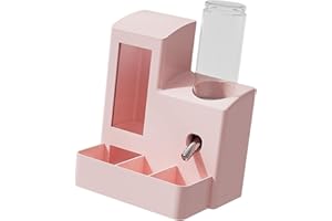 Quhoxdye Guinea Pig Food Water Dispenser, Hamster Water Bottle, 2 in 1 No-Drip Automatic Dispenser for Guinea Pig Cage, Hangi