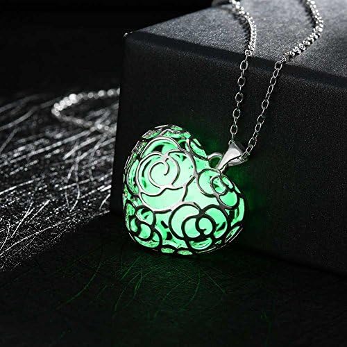 Handmade Steampunk Fairy Magical Fairy Glowing Necklace Heart Pendant (Green)