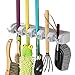 New Version 4pcs Self Adhesive Broom Holder with Gripper and 2 Hooks, Damage Free Broom Mop Holder, No Drill Anti-Slip Wall Mount Broom Gripper Organizer for Bathroom Kitchen Garden Garage