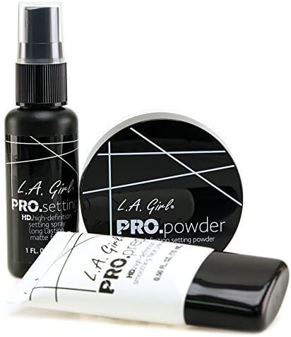 LA Girl Basic Face Cosmetics Combo (3pcs Set - Pro Smoothing Face Primer, Pro Setting Spray, HD Pro Setting Powder) by LA Girl