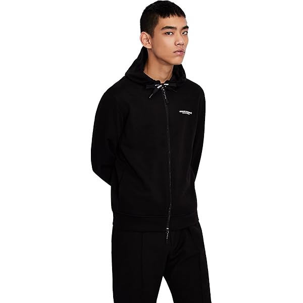 Armani Exchange A|X Men's Wool Mix Zip Up Jacket, Black, XS