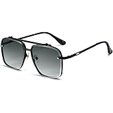 Dollger Square Aviator Sunglasses for Men and Women Fashion Metal Vintage Gradient Shades Sunglasses UV400 Protection