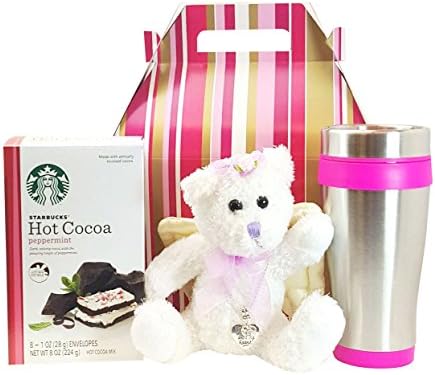 Mom Mother Starbucks Peppermint Cocoa Angel Teddy Bear Travel Mug Set (4 Piece Bundle)