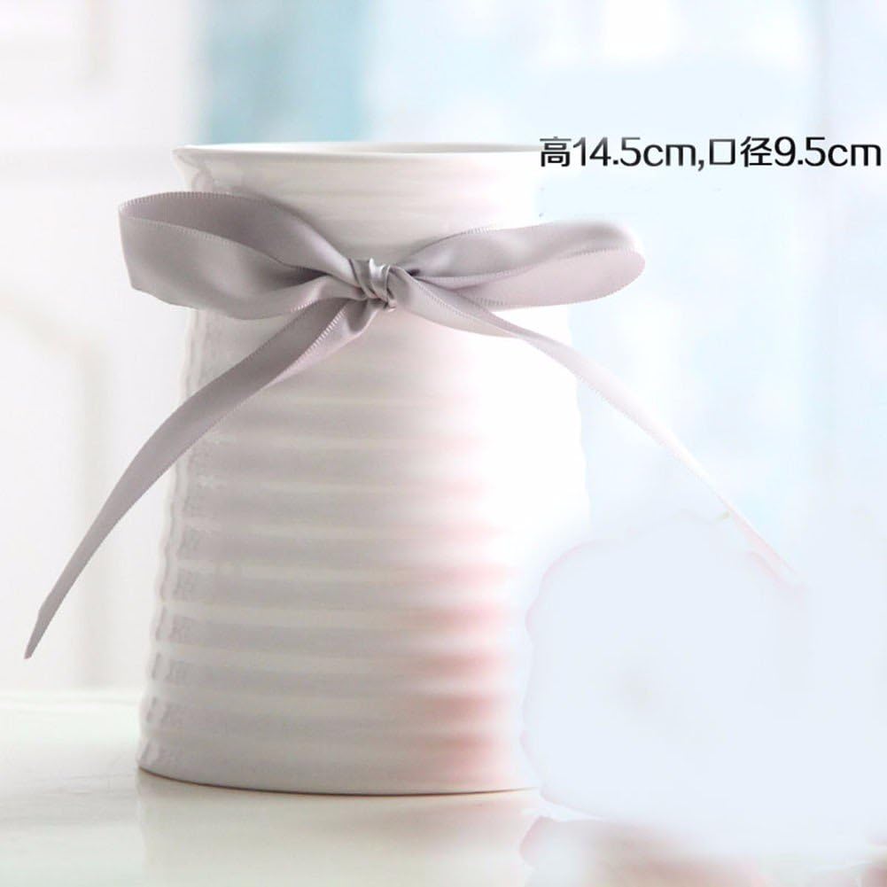 JRFBA Simple White Ceramic Vase Flower Small Modern Style Decoration Three Sets Of Home Furnishing Living Room Decorative Flower,E