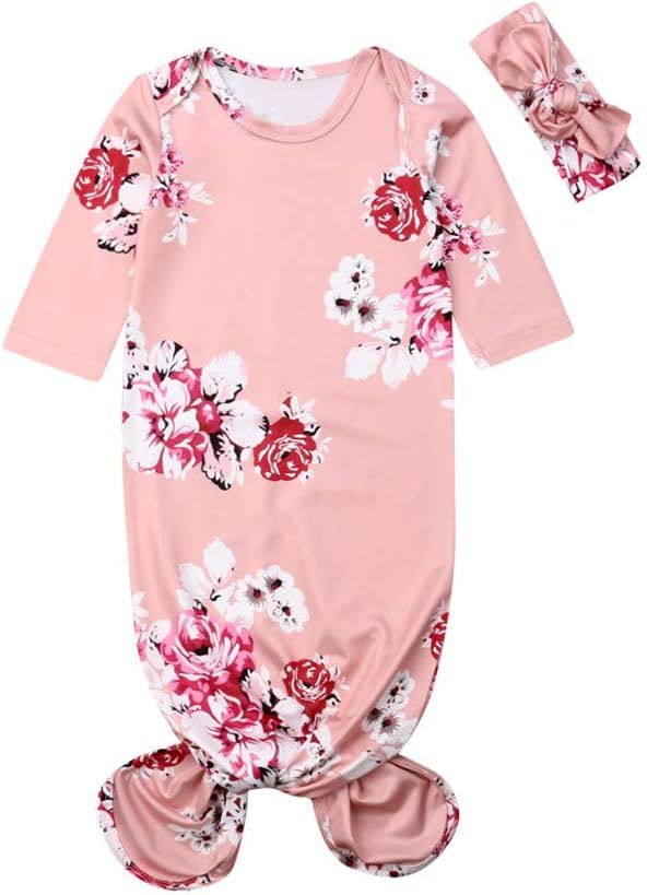 Infant Baby Girl Floral Sleeper Gowns Long Sleeve Tie Nightgown Sleeping Bag Newborn Photography Outfits