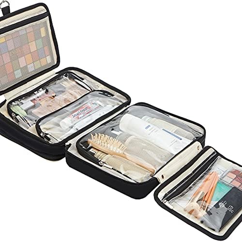 FINDCOZY Toiletry Bag Travel Bag with Hanging Hook, Cosmetic Bag, Travel Makeup Organizer for Women, Black 5 FINDCOZY Toiletry Bag Travel Bag with Hanging Hook, Cosmetic Bag, Travel Makeup Organizer for Women, Black