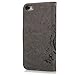 MOLLYCOOCLE iPhone SE 5S 5G Case, Luxury Gray Butterfly Stand Wallet Purse Credit Card ID Holders Magnetic Design Flip Folio TPU Soft Bumper PU Leather Ultra Slim Fit Cover for iPhone SE 5S 5
