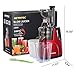 Masticating Juicer Machines, Hethtec Cold Press Juice Extractor with Large Double-Chute and Clean Brush for Fruits and Vegetables, High Yield, BPA-Free, 60R/M, 150W (red-1)