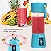 Portable USB Personal Blender Juicer Cup for Smoothies Shakes, Mini Travel Blender,Upgrade 6 Blades,Rechargeable,380ml (Blue)