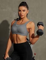 WingsLove High Impact Sports Bra Full Coverage Wirefree Gray Plus Size view 4