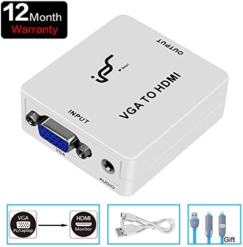 VGA to HDMI Adapter Female to Female Video Converter with Audio Port & Mini USB Charging Cable Support 1080P Excellent Image HDCP Pass-through for CRT/LED Monitor, HDTV, PS3, XBOX360,Projector etc.