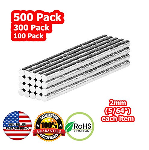 Magnetic Tiny Stick Fastener Adhesive Holder Lifter 2mm (5/64") Small Round Disc Cylinder Magnets (100) - Thumbnail 3