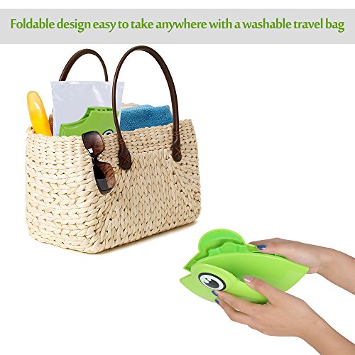 PITAYA Travel Portable Folding Potty Training Toilet Seat Cover, Non Slip Silicone Pads, Suitable for Kids Baby Boys and Girls (Green)
