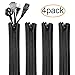 19.5 Inch Flexible Cable Management Sleeve with Zipper, Cord Organizer System for TV, Computer,Office,Home Entertainment, 4 Pack(Black)