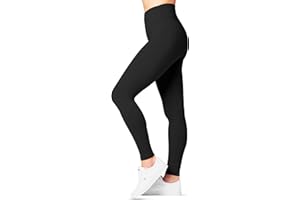 SATINA High Waisted Leggings for Women - Black Full Length Women's Leggings - Plus size