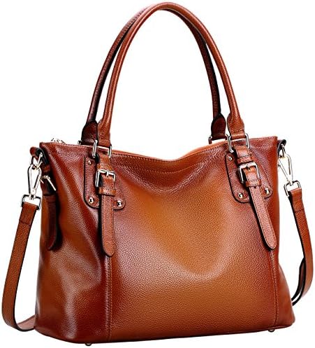 Farinal Women's Genuine Leather Handbags Retro Ladies Crossbody Bags And Satchel Color Brown