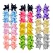 LCLHB 3 Inch Solid Grosgrain Bows with Pearl for Toddler Girls 20 Pack