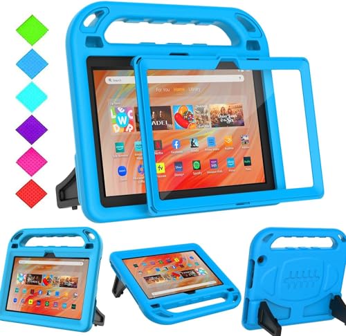 BMOUO Kinder-Schutzhülle für Fire HD 10 & Fire HD 10 Plus Tablet (11. Generation, Version 2021), mit Displayschutzfolie, stoßfester Griff, Ständer, Ki