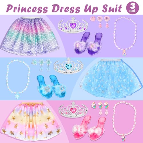 Dreamon Princess Shoes Girls High Heels Children Princess Shoes Costume Kids Fancy Dress Costumes Play Accessories Christmas Gift for 3 4 5 6 Years