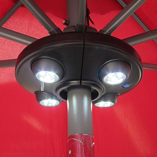 Mighty Power 12 SMD LED Battery Operated Patio Umbrella Light, Black, 220 Lumens