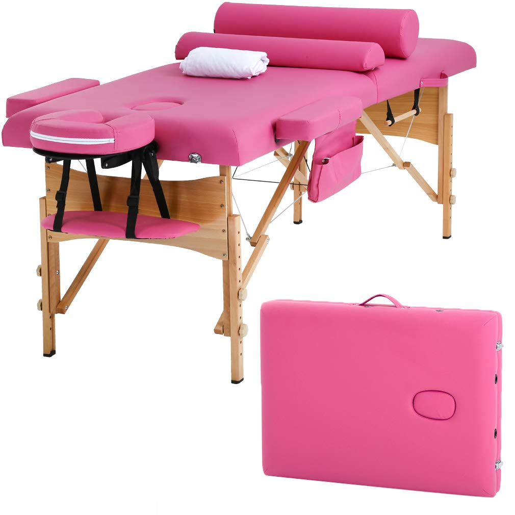 Best three fold massage table pink