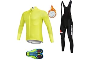 MOXILYN Men Cycling Clothing Set Winter Long Sleeve Jacket Bike Jersey Kit Plus Velvet Riding Clothes + Cycling Pants with 20D Pad