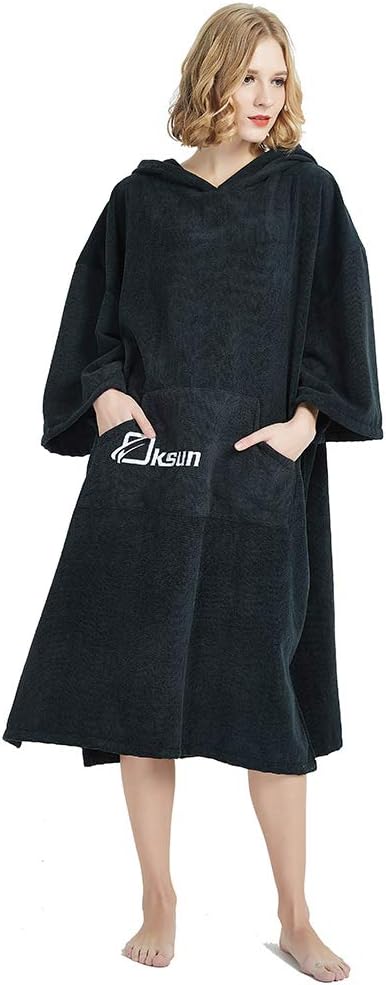 Oksun Changing Robe Towel Poncho with Hood for Beach, Swimming, Surfing One Size Fit All