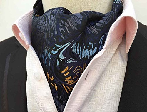 MOHSLEE Men's Floral Paisley 100% Silk Cravat Self Jacquard Woven Ascot Neckties