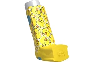 The Inhaler Tailor Inhaler Holder - for Ventolin & Shorter Style Inhaler - Vegan Leather - Adults & Kids Asthma Inhaler Case with Eyelet for Keychain/Lanyard - Handmade (Ventolin, Rubber Ducks)