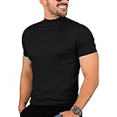 Mens Casual Slim Fit Basic Tops Short Sleeve Shirt Turtleneck T Shirts Rib Knitted Stretch Pullover Sweater
