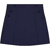 Nautica Girls School Uniform Pull-on Scooter Skirt with Undershorts, Poplin Style with Button Pockets