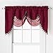 GoodGram Ultra Elegant Clipped Jacquard Georgette Fringed Window Valance with an Attached Sheer Swag Assorted Colors (Burgundy)