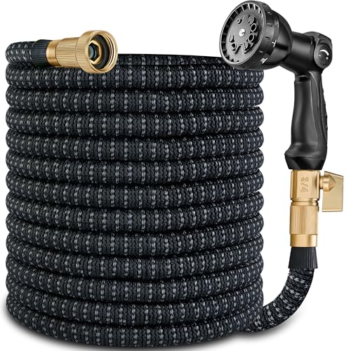 Photo 1 of 100 ft Expandable Garden Hose - Expanding Water Hose with 10 Spray Nozzles&3/4" Solid Brass Fittings - Retractable,Flexible?Lightweight No-Kink Free&Tangle Car Washing Pipe for Yard,Outdoor