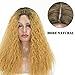 MISSQUEEN Ombre Blonde 2 Tones Synthetic Kinky Curly Wavy Fluffy Wig Dark Roots Long Natural Replacement Hair Full Wigs for Black Women